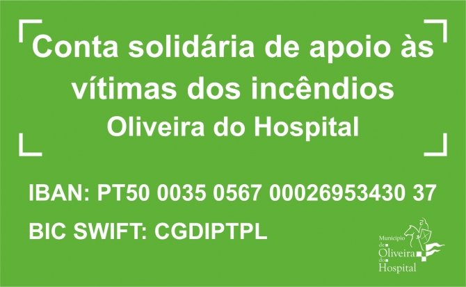 Câmara Municipal de Oliveira do Hospital | Conta Solidária de Apoio às Vítimas dos Incêndios